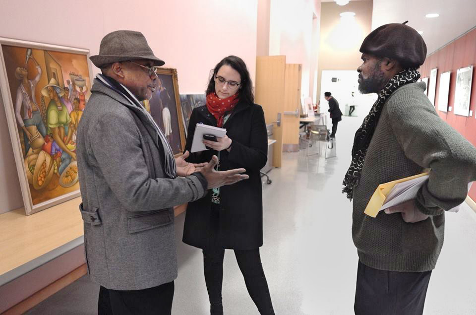 Tontongi, Boston Globe reporter Armanda Burke and Charlot Lucien.