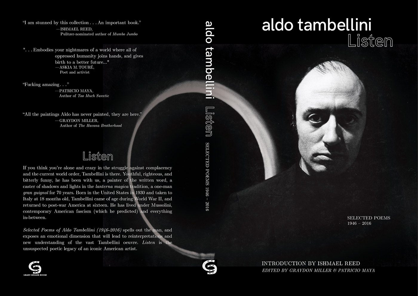 The front and back covers of AldoTambellini book, “Listen”.