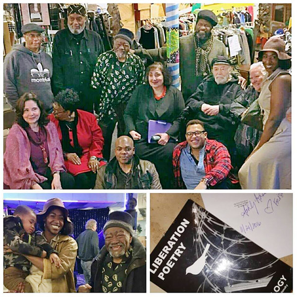 Liberation Poetry Collective poets at a reading at Out Of The Blue Gallery in Cambridge, 2016.