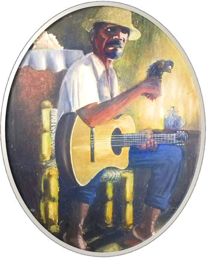 Manno avec sa guitare, peinture par Charlot Lucien.