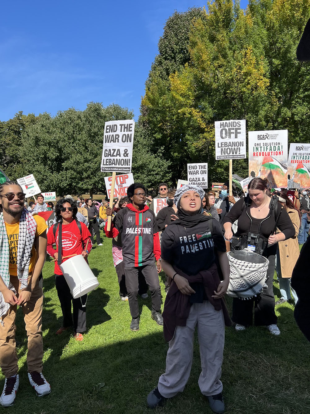 Demonstrators in Boston on October 6, 2024, denouncing the year-long Israeli’s genocidal campaign in Gaza, in the West Bank, and the current, on-going offensive in Lebanon
